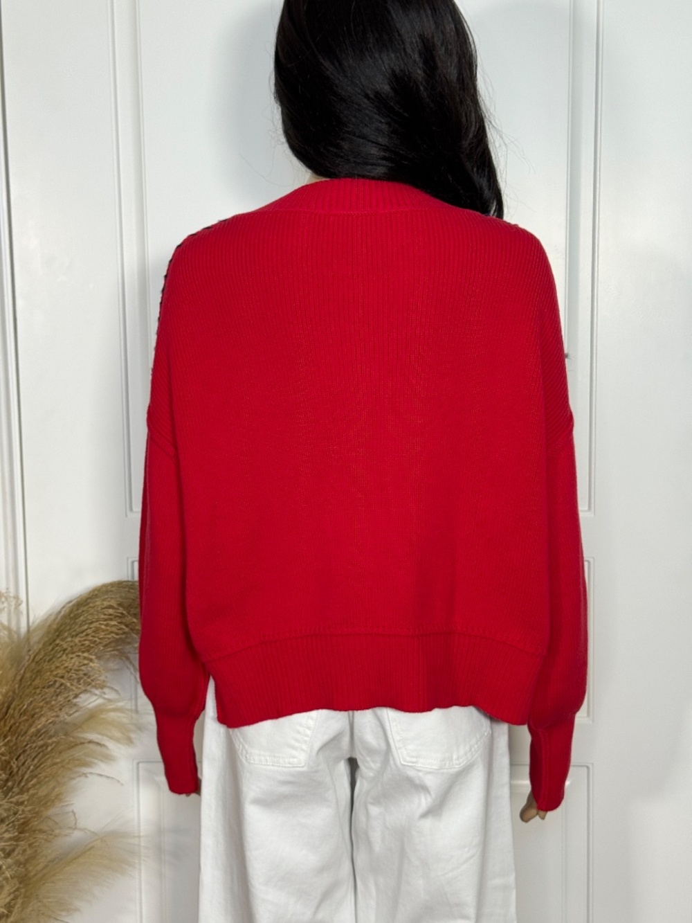 RED CABLE KNIT "USA" LONG SLEEVE SWEATER SIZE SMALL - NWT - Picture 7 of 12